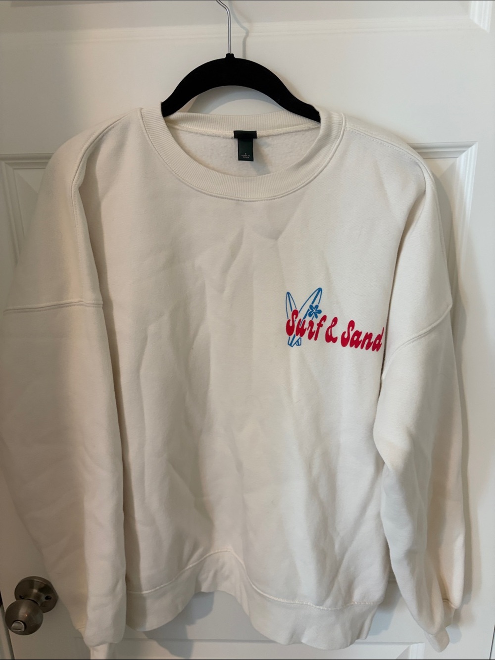 wild fable White Crewneck Sweatshirt with Red & Blue Logo